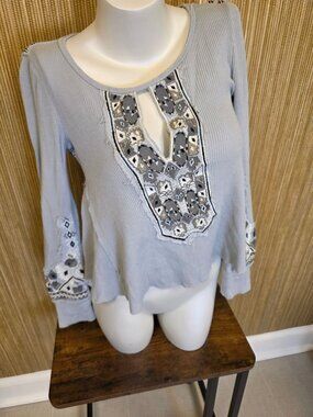 Vintage Free People Tree People Label Boho Blouse 90s Y2K Women's Size S Cotton